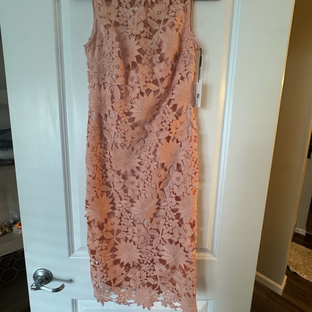 Elegant Pink Lace Floral Dress